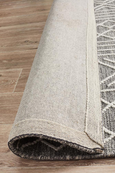 Halol Grey Bohemian Cross Contemporary Wool Rug, Rugs, Ozark Home 