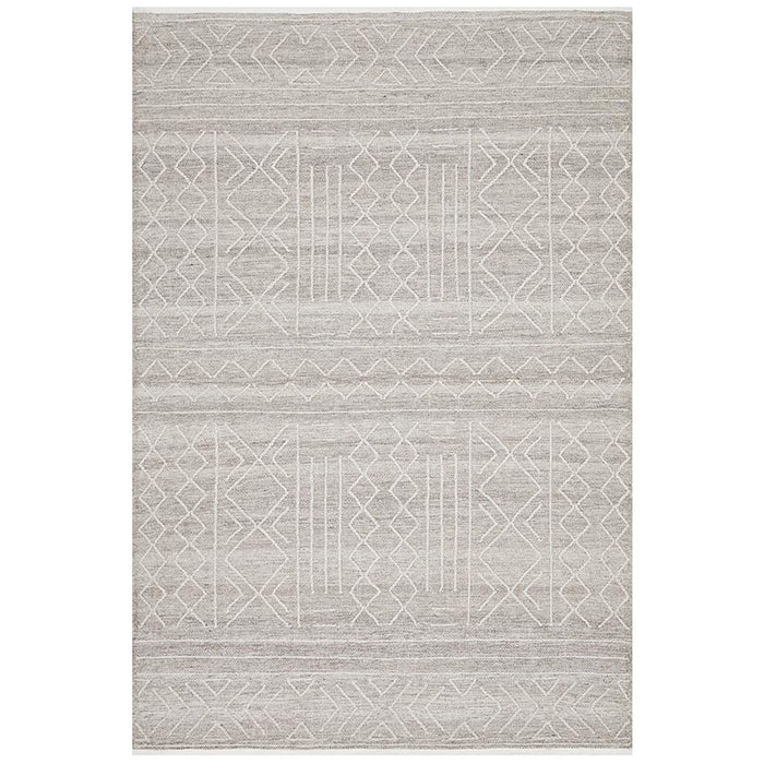 Halol Natural Bohemian Cross Contemporary Wool Rug, Rugs, Ozark Home 