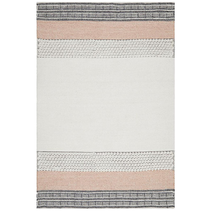 Halol Peach Bohemian Border Pattern Contemporary Rug, Rugs, Ozark Home 