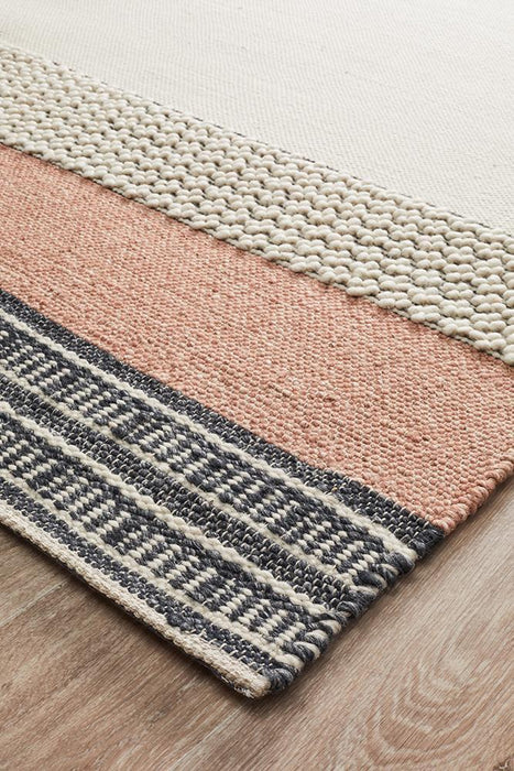 Halol Peach Bohemian Border Pattern Contemporary Rug, Rugs, Ozark Home 