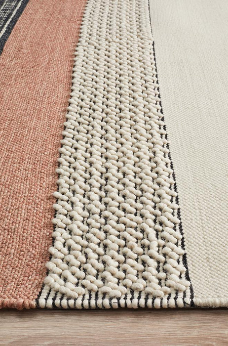 Halol Peach Bohemian Border Pattern Contemporary Rug, Rugs, Ozark Home 