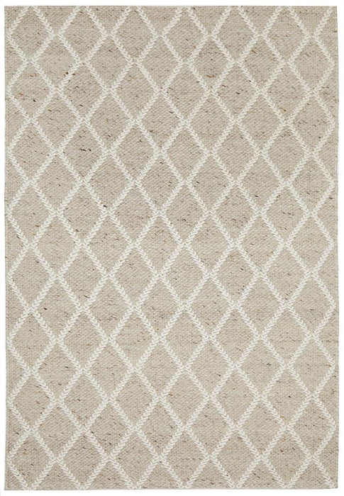 Hampi Natural & White Diamond Lattice Wool Contemporary Rug, Rugs, Ozark Home 