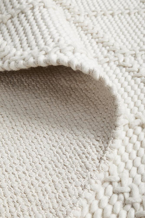 Hampi White Diamond Lattice Wool Contemporary Rug, Rugs, Ozark Home 