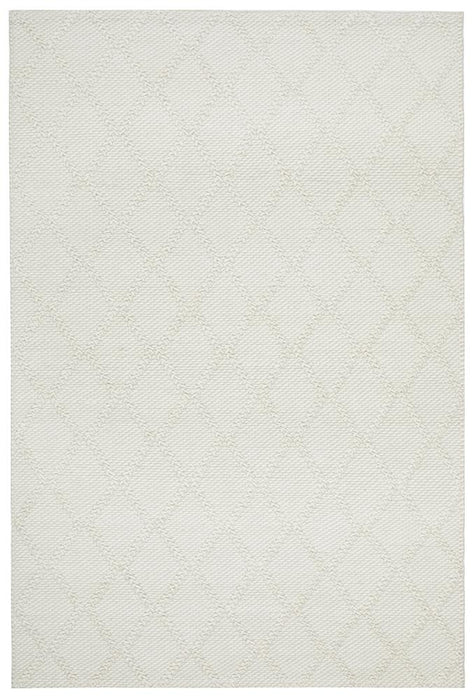 Hampi White Diamond Lattice Wool Contemporary Rug, Rugs, Ozark Home 