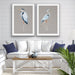 Hamptons Blue Heron On Linen - Two Piece Hamptons Wall Art Set on Canvas or Paper, Wall Art, Ozark Home 