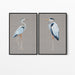 Hamptons Blue Heron On Linen - Two Piece Hamptons Wall Art Set on Canvas or Paper, Wall Art, Ozark Home 