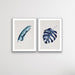 Hamptons Blue Monstera on Grey Linen - Two Piece Hamptons Coastal Beach Print Set, Wall Art, Ozark Home 