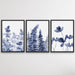 Hamptons Florals - Three Piece Blue Watercolour Original Hamptons Style Painting Set, Wall Art, Ozark Home 