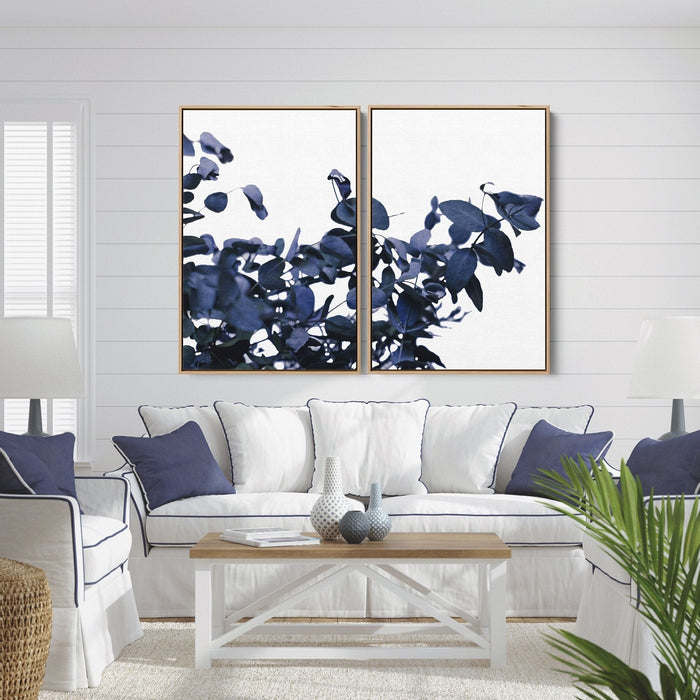 Hamptons Ghostly Blue Eucalyptus Standard Two Piece Wall Art Print, Wall Art, Ozark Home 