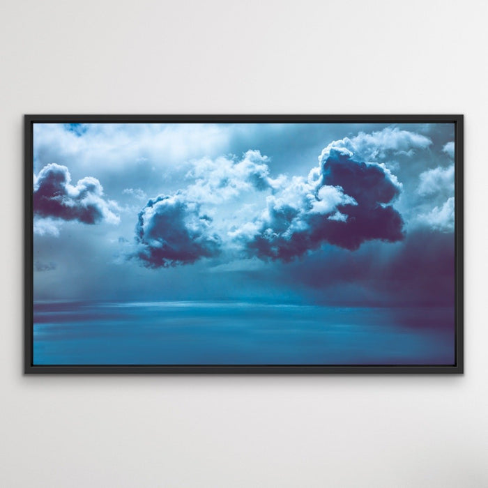 Heavy Clouds Blue Ocean Hamptons Coastal Sky Framed Canvas Print Wall Art Print, Wall Art, Ozark Home 