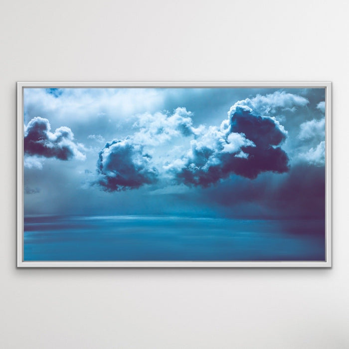 Heavy Clouds Blue Ocean Hamptons Coastal Sky Framed Canvas Print Wall Art Print, Wall Art, Ozark Home 