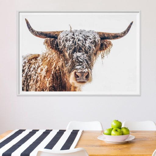 Highland Cow In The Snow - Canvas and Paper Photographic Wall Art Print, Wall Art, Ozark Home 