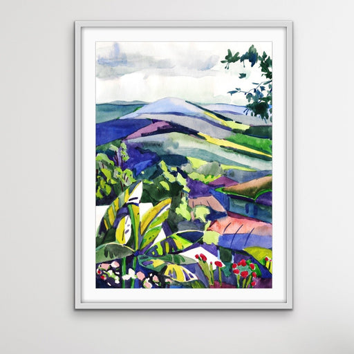 Hinterland - Colourful Watercolour Landscape Print on Canvas or Paper, Wall Art, Ozark Home 