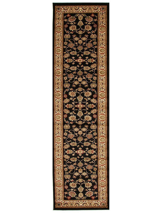 Inkaya Black & Gold Floral Motif Vintage Rug, Rugs, Ozark Home 