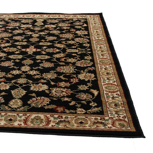 Inkaya Black & Gold Floral Motif Vintage Runner Rug, Rugs, Ozark Home 