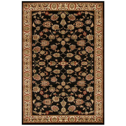 Inkaya Black & Gold Floral Motif Vintage Rug, Rugs, Ozark Home 