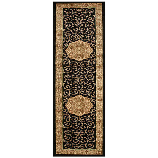 Inkaya Black & Gold Floral Medallion Vintage Runner Rug, Rugs, Ozark Home 