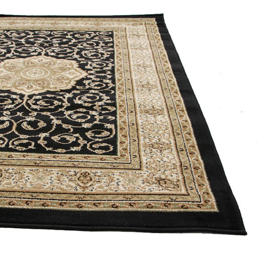 Inkaya Black & Gold Floral Medallion Vintage Runner Rug, Rugs, Ozark Home 