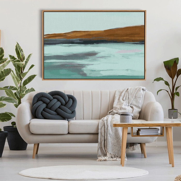 Inlet - Ochre Green Blue Boho Landscape Canvas or Art Print