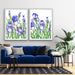 Iris Garden - Two Piece Iris Blue Flower Watercolour Stretched Canvas Framed Wall Art, Wall Art, Ozark Home 