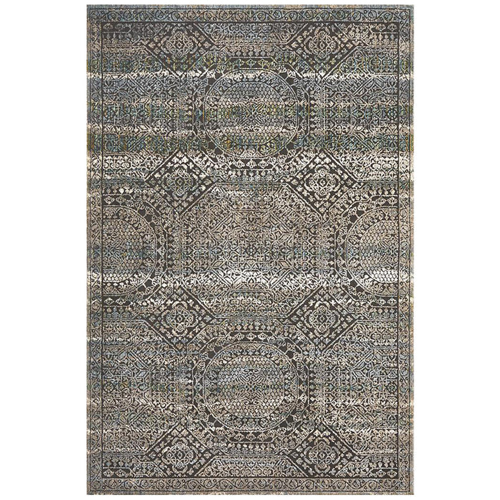 Juhayna Blue & Black Faded Transitional Coin Contemporary Rug, Rugs, Ozark Home 