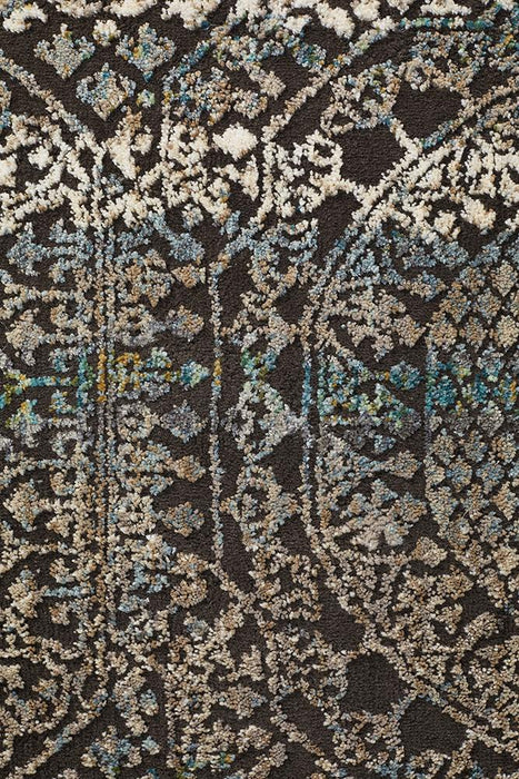 Juhayna Blue & Black Faded Transitional Coin Contemporary Rug, Rugs, Ozark Home 