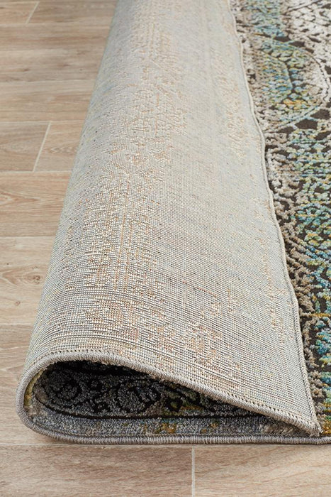 Juhayna Blue & Black Faded Transitional Coin Contemporary Rug, Rugs, Ozark Home 