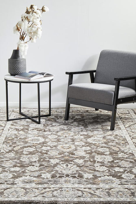 Itsa Grey Classic Floral Motif Pattern Vintage Rug, Rugs, Ozark Home 