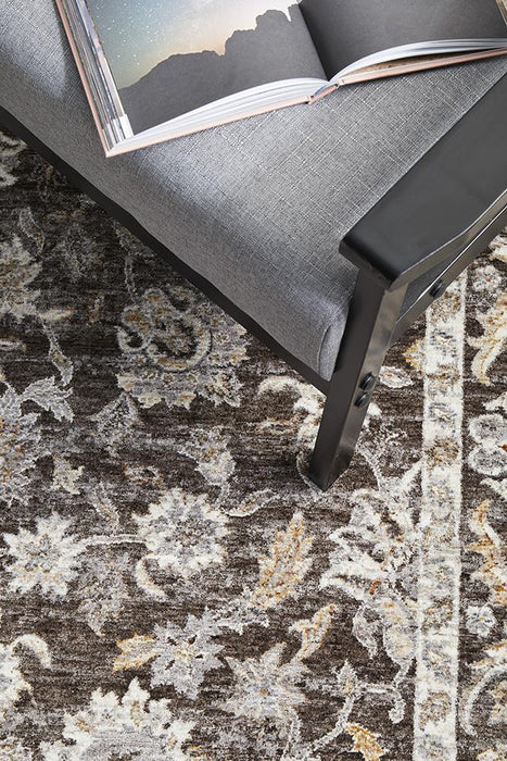 Itsa Grey Classic Floral Motif Pattern Vintage Rug, Rugs, Ozark Home 
