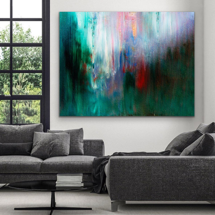 Jewel Tones - Green Abstract Stretched Canvas Print