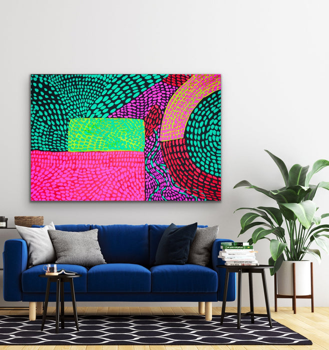 Journey - Neon Colourful Abstract Spotty Canvas Print