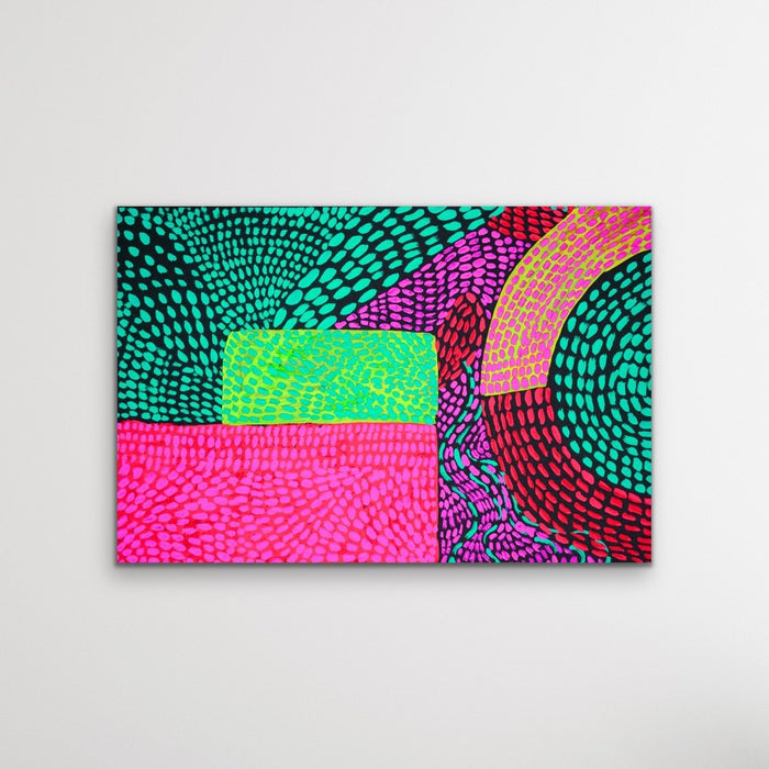 Journey - Neon Colourful Abstract Spotty Canvas Print