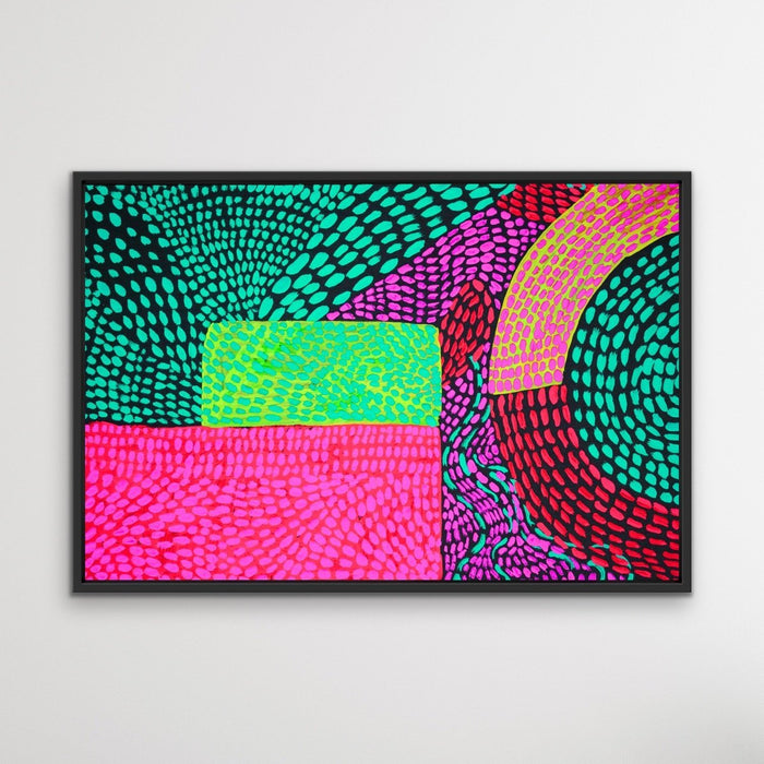 Journey - Neon Colourful Abstract Spotty Canvas Print