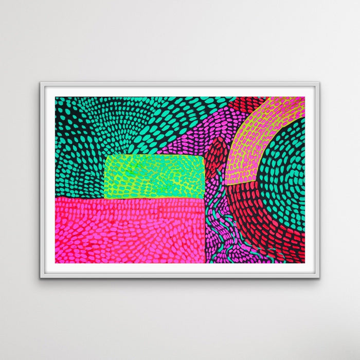 Journey - Neon Colourful Abstract Spotty Canvas Print