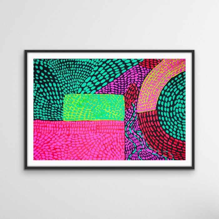 Journey - Neon Colourful Abstract Spotty Canvas Print