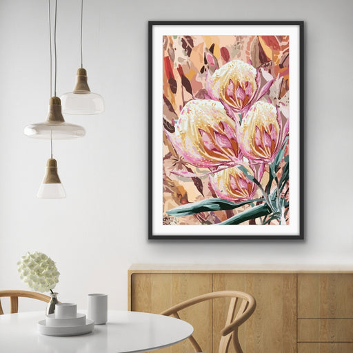 Joy - Abstract Australian Native Pink Yellow Boho Floral Original Artwork Canvas Print, Wall Art, Ozark Home 