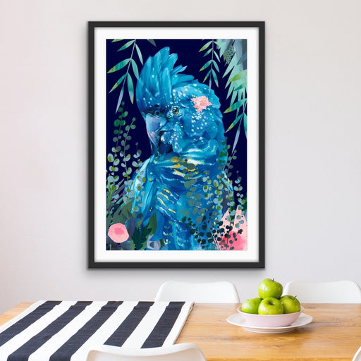 Jungle Cockatoo - Bright Floral Artwork With Black Cockatoo Canvas Art Print, Wall Art, Ozark Home 