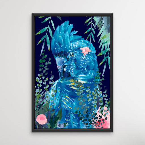 Jungle Cockatoo - Bright Floral Artwork With Black Cockatoo Canvas Art Print, Wall Art, Ozark Home 