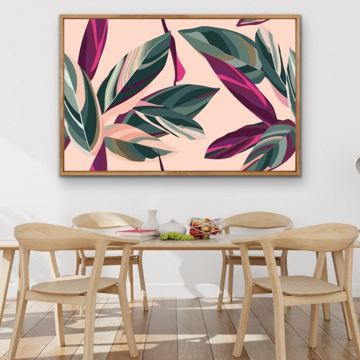 Jungle Dreaming - Pink Jungle Foliage Monstera Graphic Wall Art Print  on Canvas, Wall Art, Ozark Home 