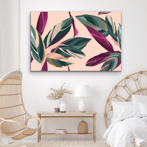 Jungle Dreaming - Pink Jungle Foliage Monstera Graphic Wall Art Print  on Canvas, Wall Art, Ozark Home 