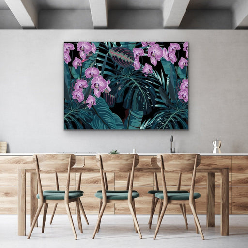 Jungle Orchid - Tropical Palm Garden Stretched Canvas Print, Wall Art, Ozark Home 