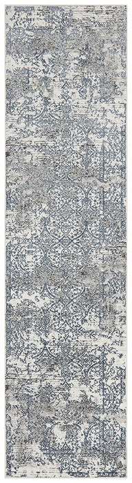 Karaburun White & Blue Faded Transitional Contemporary Rug, Rugs, Ozark Home 