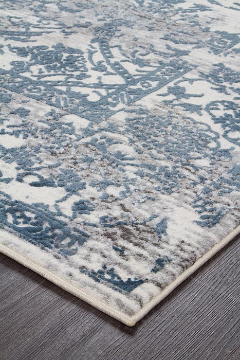 Karaburun White & Blue Faded Transitional Contemporary Rug, Rugs, Ozark Home 