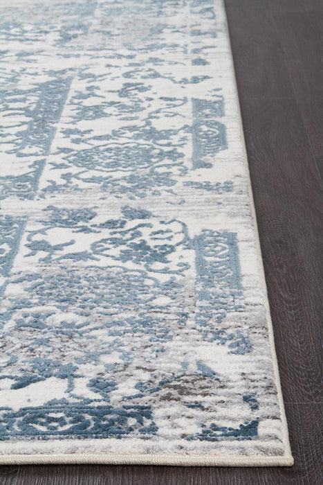 Karaburun White & Blue Faded Transitional Contemporary Rug, Rugs, Ozark Home 