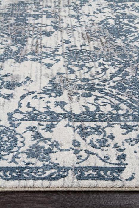 Karaburun White & Blue Faded Transitional Contemporary Rug, Rugs, Ozark Home 