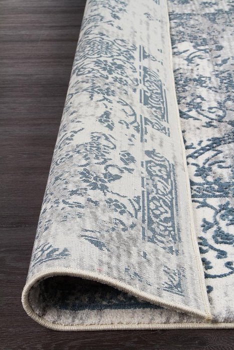 Karaburun White & Blue Faded Transitional Contemporary Rug, Rugs, Ozark Home 