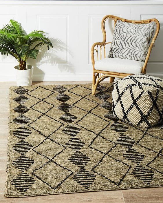 Korba Natural Tribal Diamond Pattern Handwoven Jute Rug, Rugs, Ozark Home 