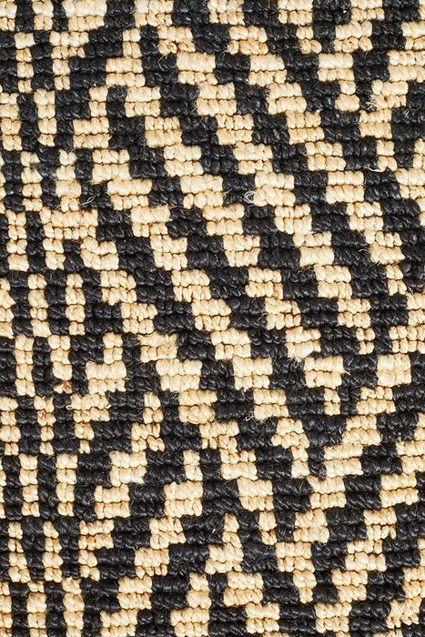 Korba Natural & Black Tribal Check Pattern Handwoven Jute Rug, Rugs, Ozark Home 