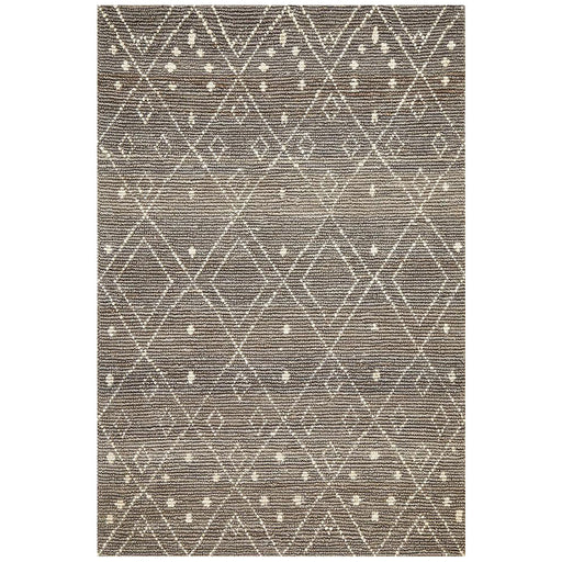 Korba Grey & White Diamond Pattern Handwoven Jute Rug, Rugs, Ozark Home 