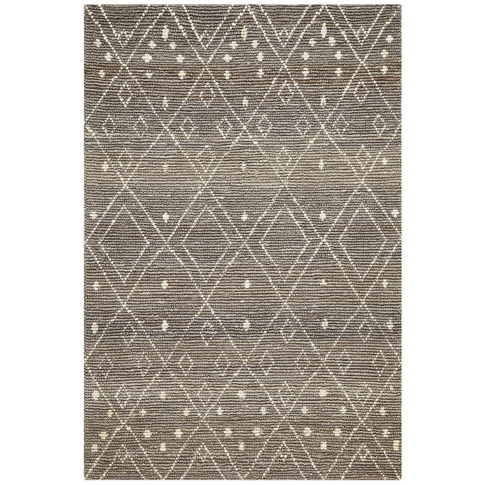 Korba Grey & White Diamond Pattern Handwoven Jute Rug, Rugs, Ozark Home 